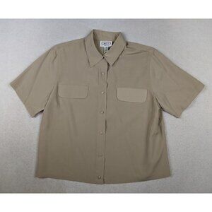 WITT COLLECTION - WOMEN'S BEIGE SHORT SLEEVE SILKY TEXTURED TOP - SIZE 14